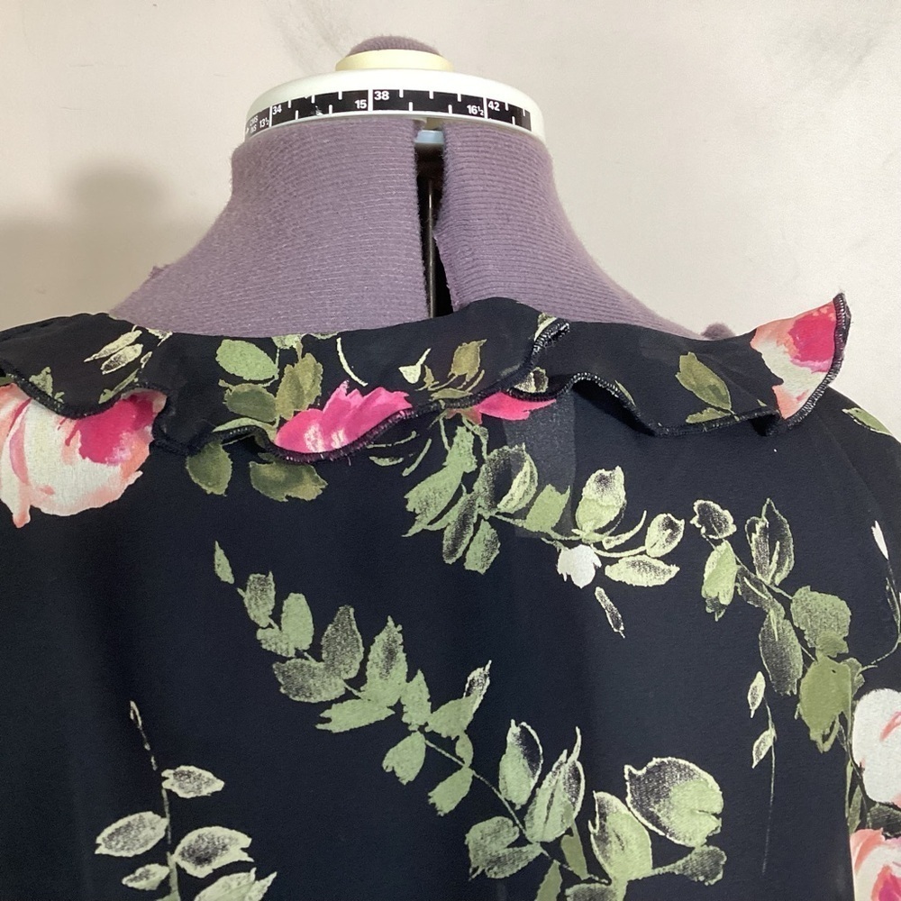 90s Y2K Vintage CDC Cardigan Floral Ruffle Topper Size 8 - Picture 11 of 16